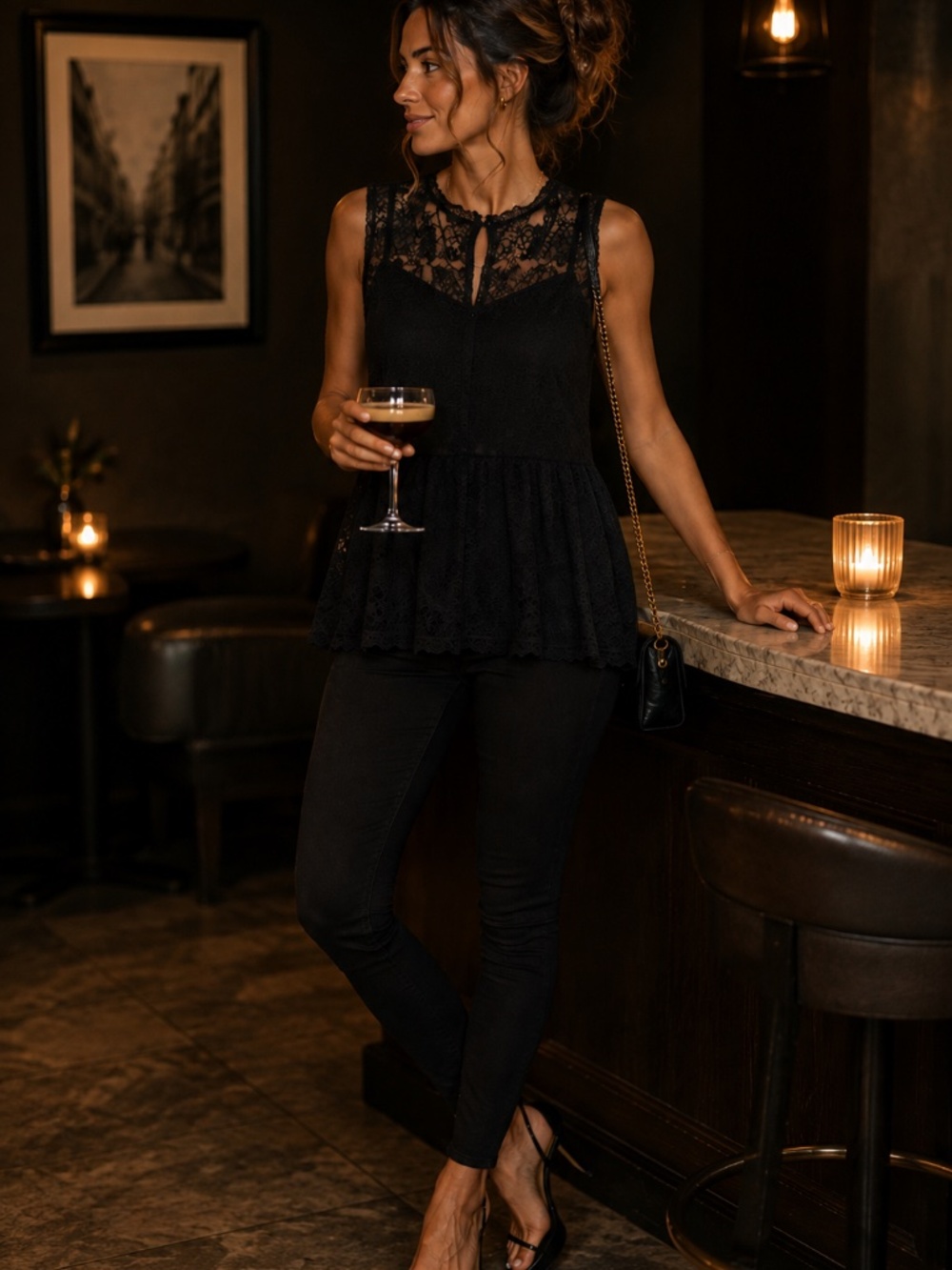 Black Lace Sleeveless Top